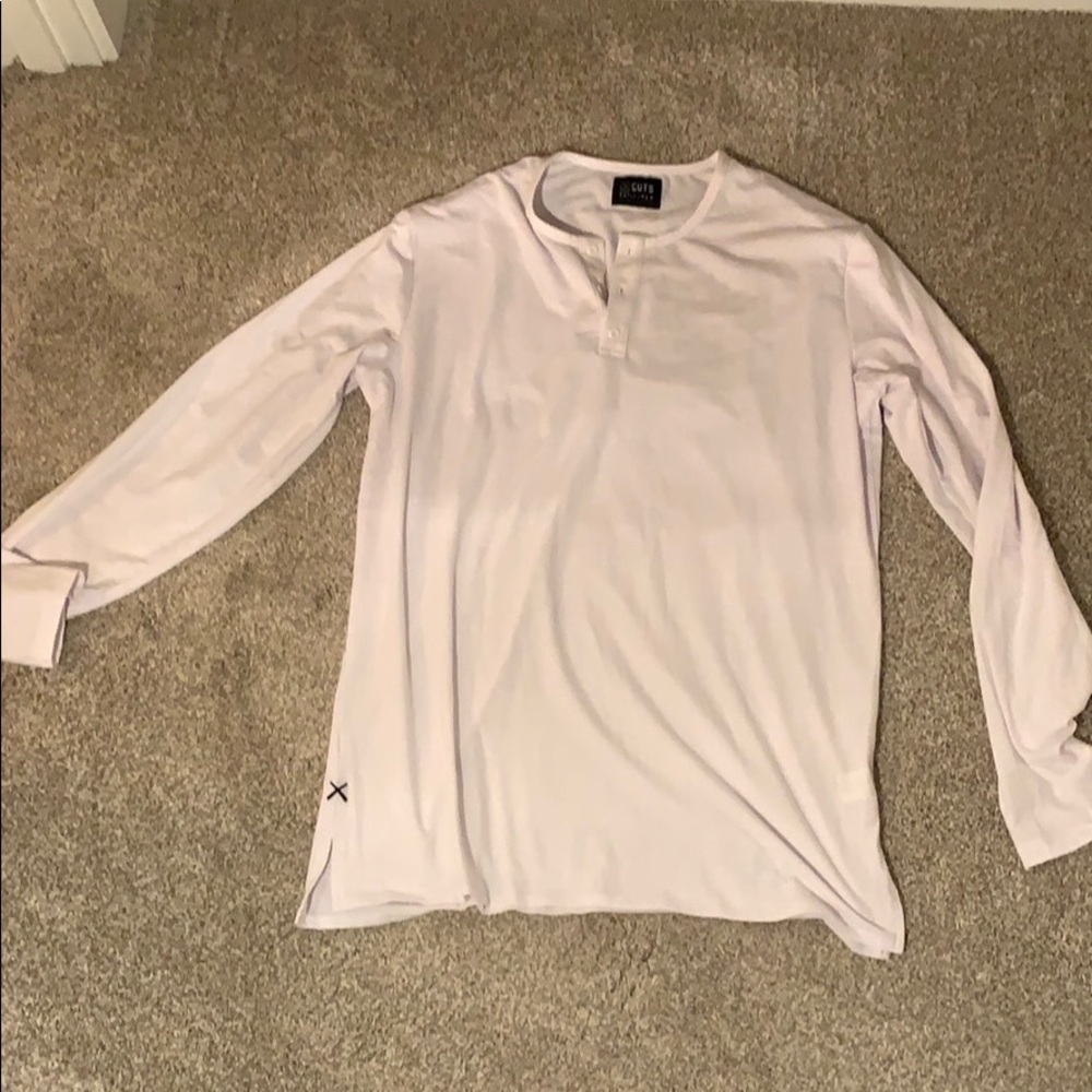 Cuts clothing split hem Henley xl cotton poly